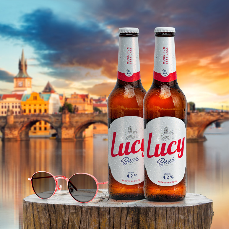 Pivní etiketa a Praha v pozadí